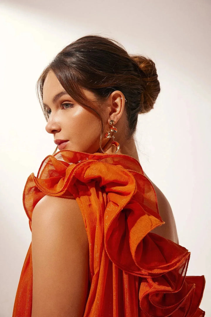 Grace | Elegant One-Shoulder Ruffle Formal Evening Gown