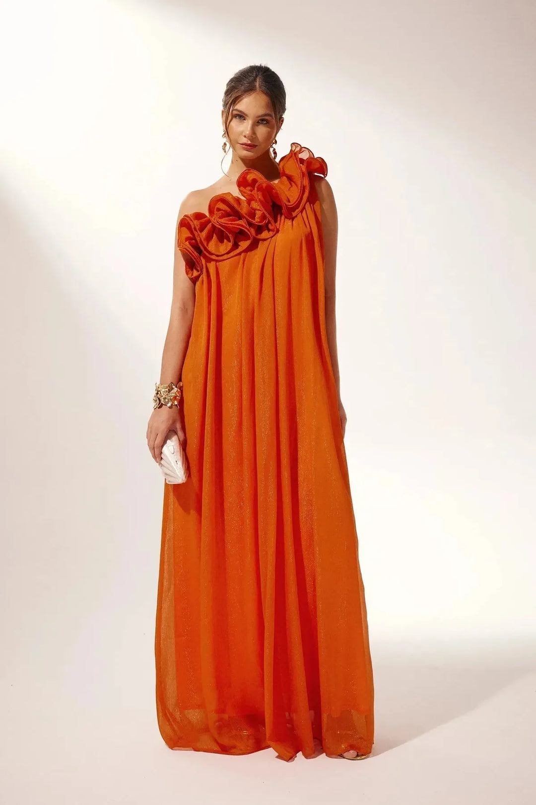 Grace | Elegant One-Shoulder Ruffle Formal Evening Gown