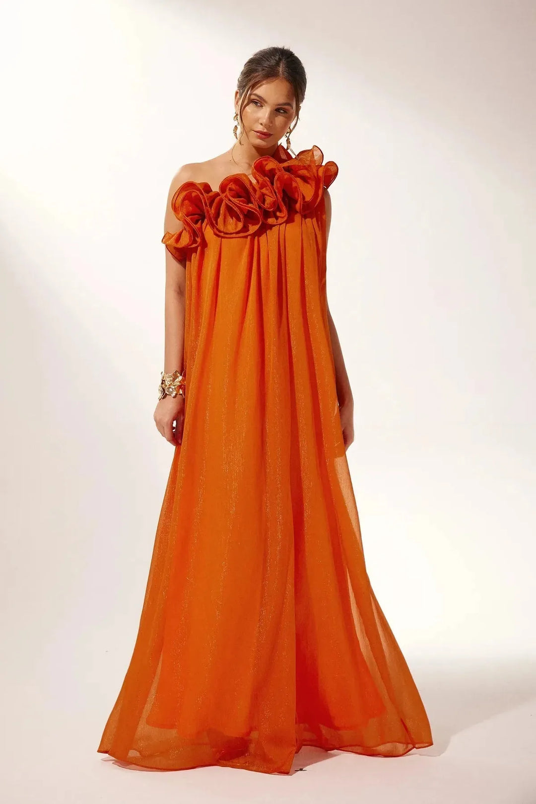 Grace | Elegant One-Shoulder Ruffle Formal Evening Gown