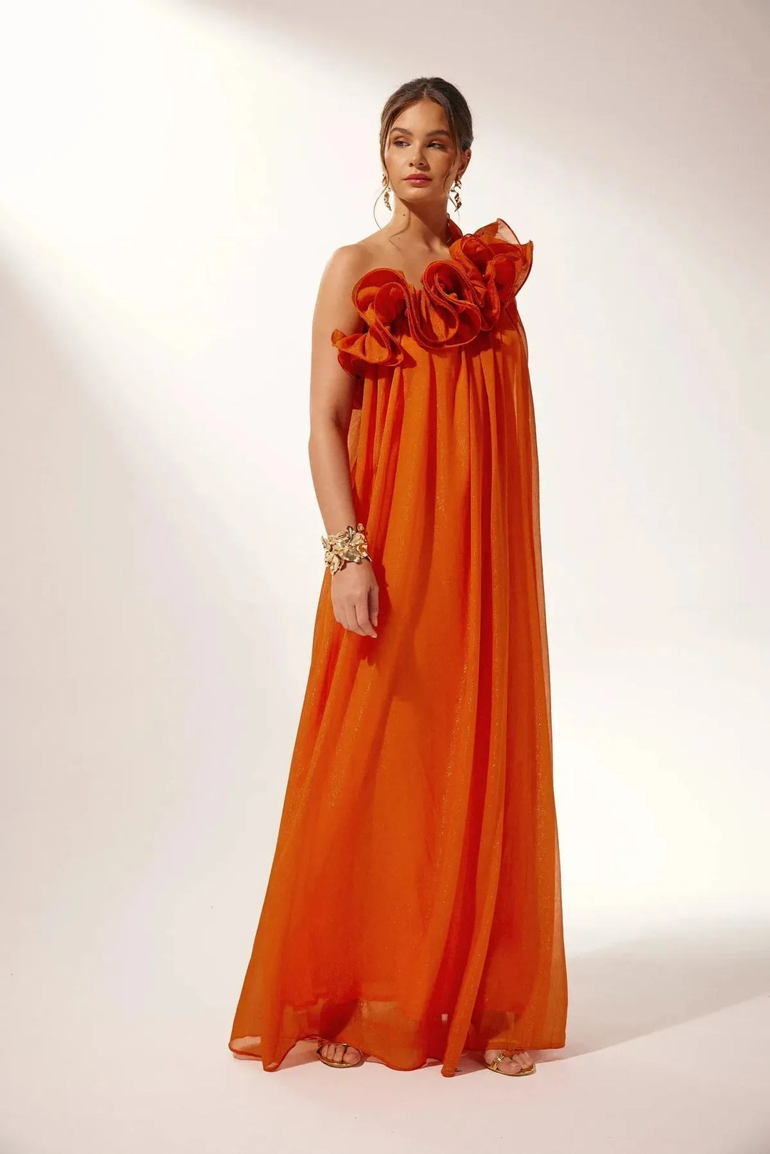 Grace | Elegant One-Shoulder Ruffle Formal Evening Gown