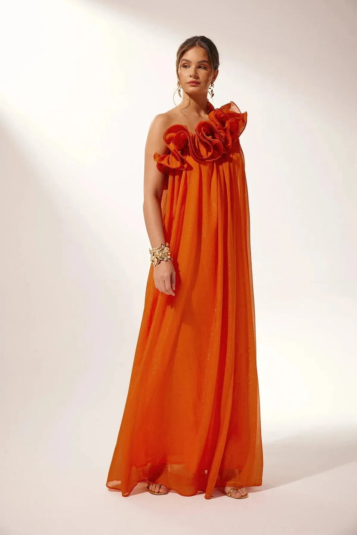 Grace | Elegant One-Shoulder Ruffle Formal Evening Gown