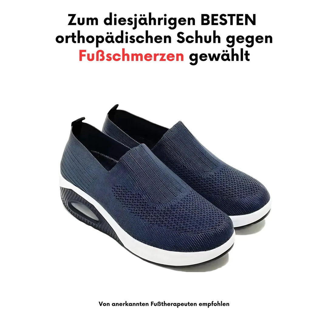 Dark Blue Women's Orthopedic Slip-On Shoes — Evelyn Cushioned Air Support - Product Showcase