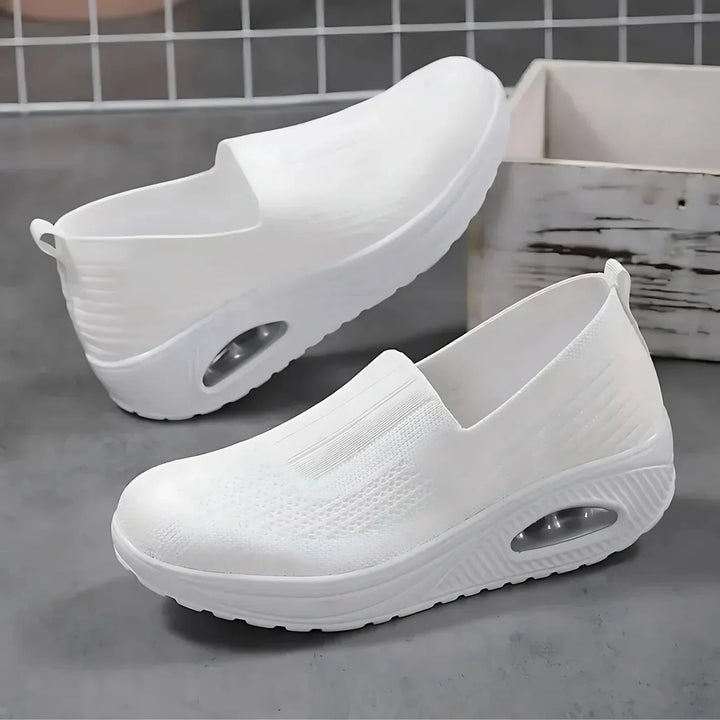 White Women's Orthopedic Slip-On Shoes — Evelyn Cushioned Air Support - Studio