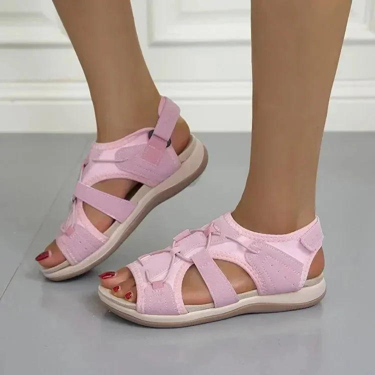 Pink Women's Orthopedic Sandals — Camille Adjustable Strappy Comfort - Casual Wear