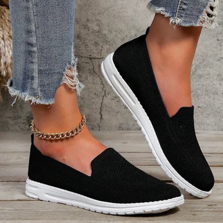 Black Women's Orthopedic Walking Shoes — Francesca Slip-On Mesh Breathable - Worn Lifestyle