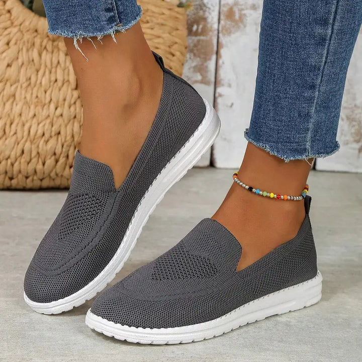 Dark Gray Women's Orthopedic Walking Shoes — Francesca Slip-On Mesh Breathable - Close Up Detail