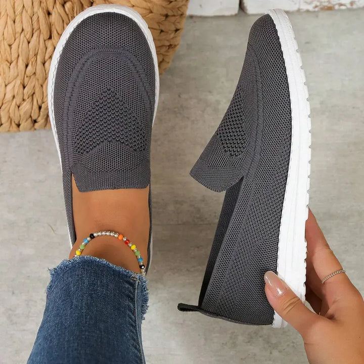 Dark Gray Women's Orthopedic Walking Shoes — Francesca Slip-On Mesh Breathable - Front Full