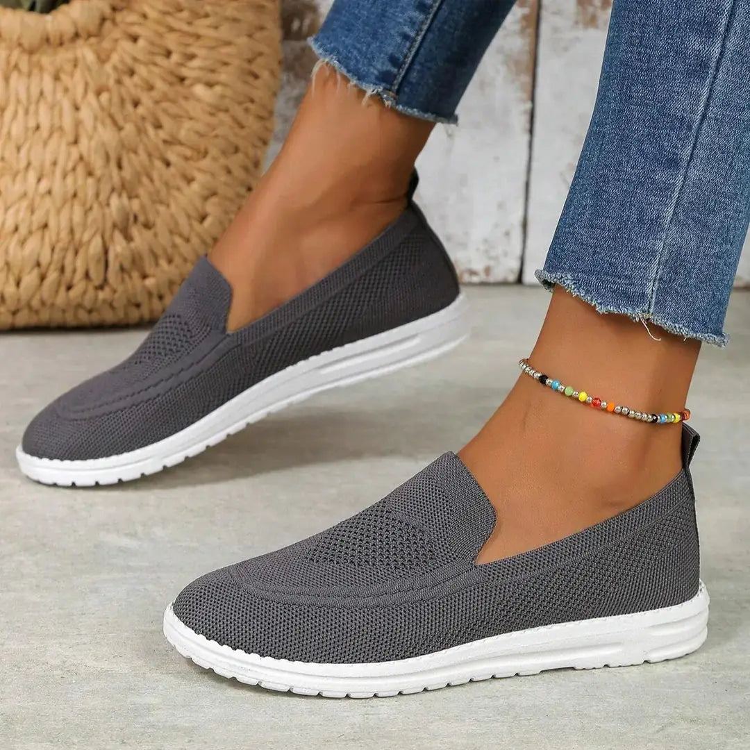 Dark Gray Women's Orthopedic Walking Shoes — Francesca Slip-On Mesh Breathable - Model Walking