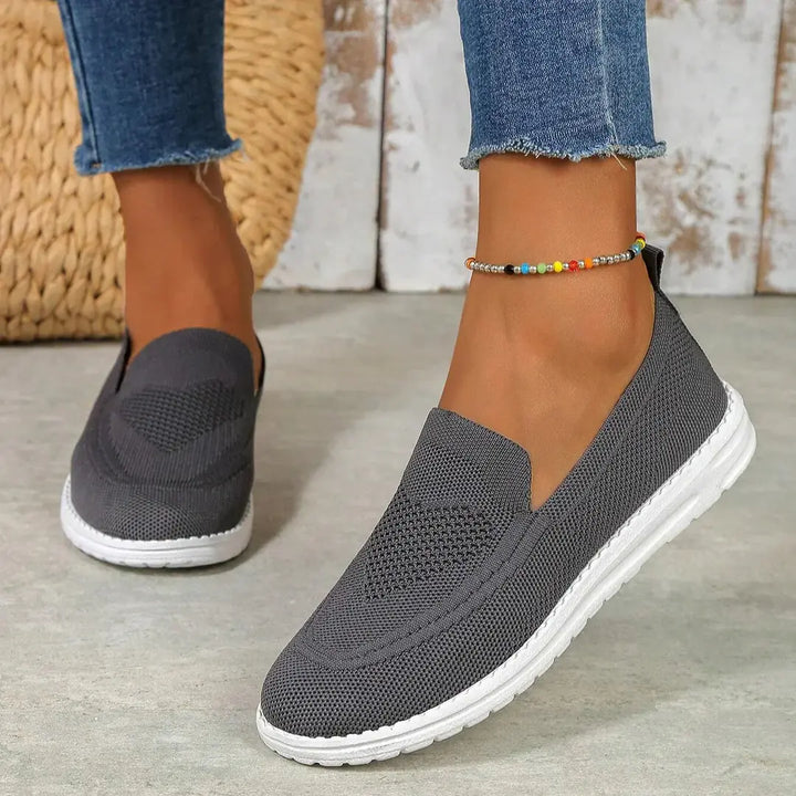 Dark Gray Women's Orthopedic Walking Shoes — Francesca Slip-On Mesh Breathable - Studio White
