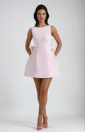 Aria | Pearl Trim Backless Bow-Back Party Mini Dress