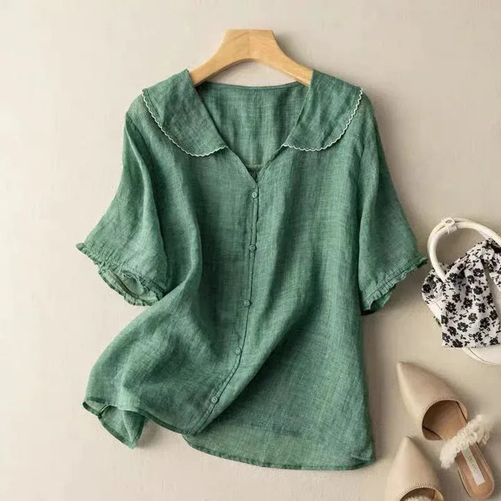 Scarlett | Peter Pan Collar Linen Shirt