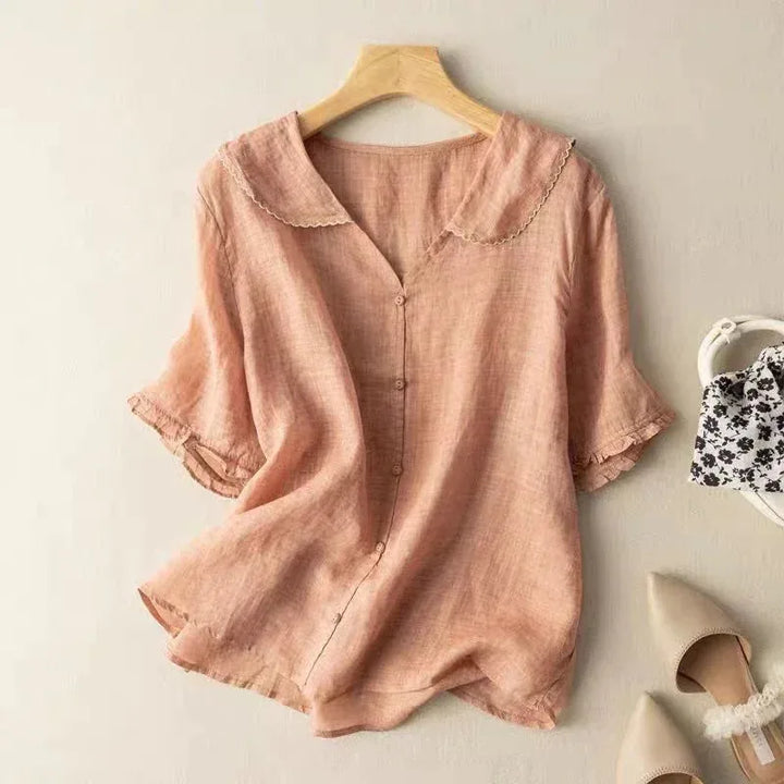 Scarlett | Peter Pan Collar Linen Shirt