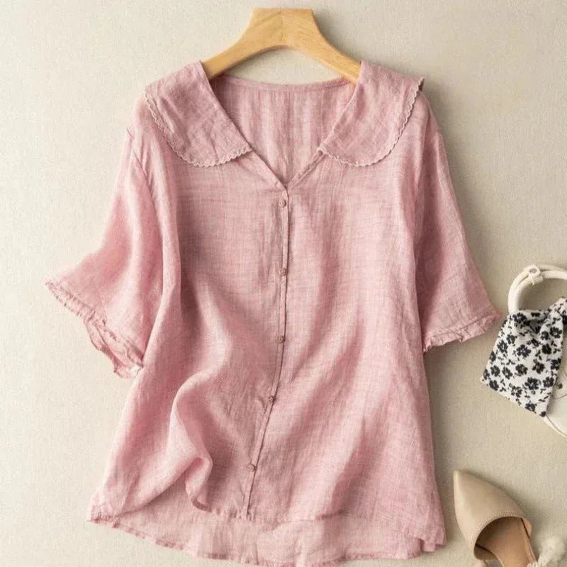 Scarlett | Peter Pan Collar Linen Shirt