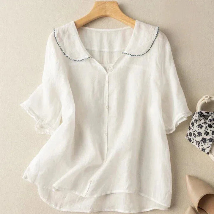Scarlett | Peter Pan Collar Linen Shirt