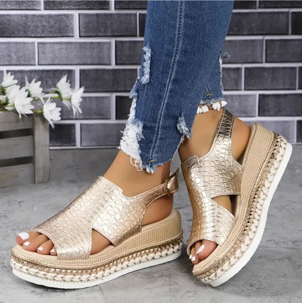 Women's Platform Orthopedic Sandals — Dot Espadrille Woven Sole