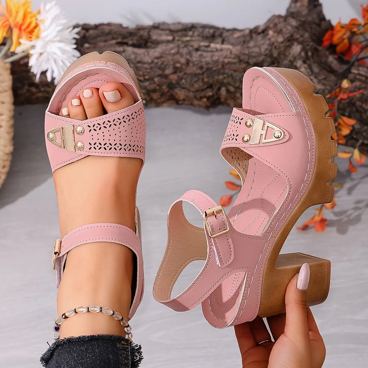 Grace | Platform Wedge Sandals With Ankle Strap