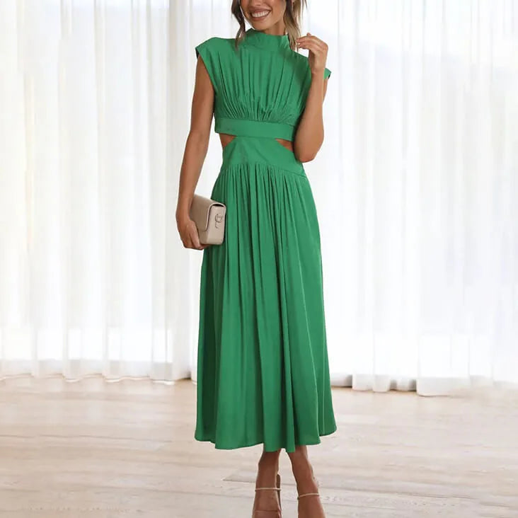 Charlotte | Elegant Pleated Halter Midi Dress