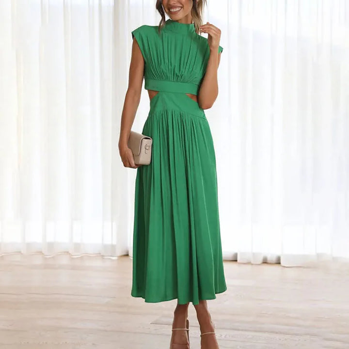 Charlotte | Elegant Pleated Halter Midi Dress