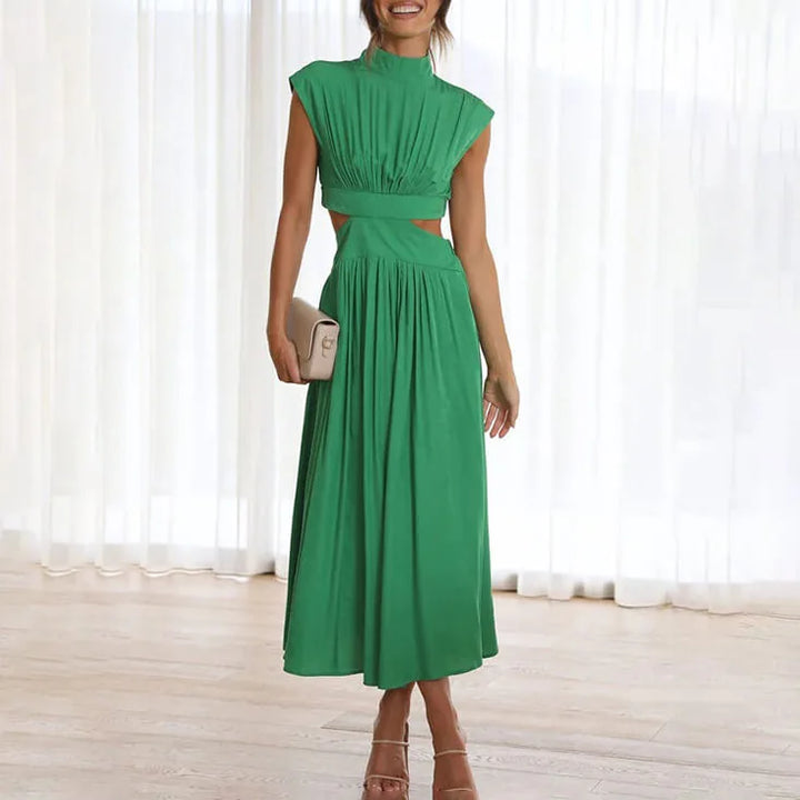 Charlotte | Elegant Pleated Halter Midi Dress