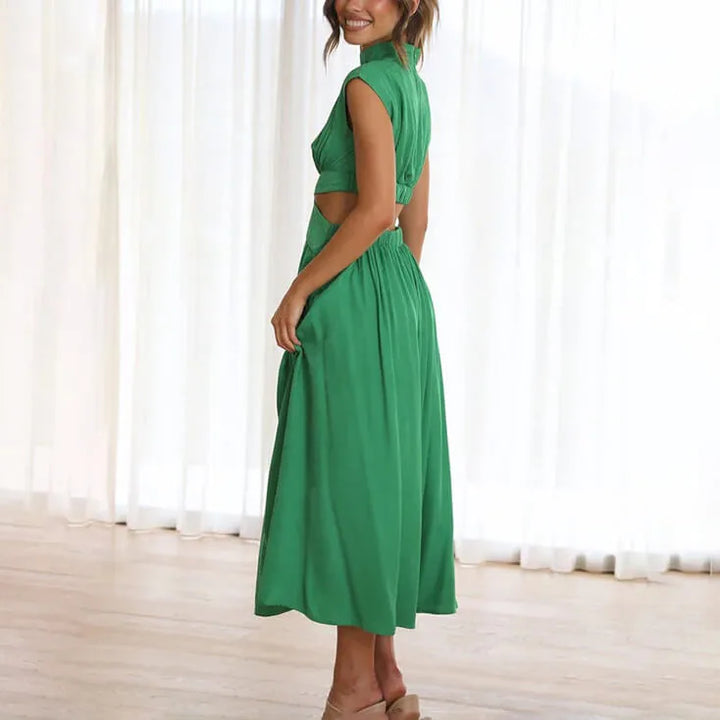 Charlotte | Elegant Pleated Halter Midi Dress