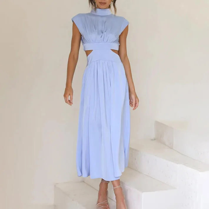 Charlotte | Elegant Pleated Halter Midi Dress