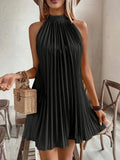 Diana | Elegant Pleated Halter Neck Dress