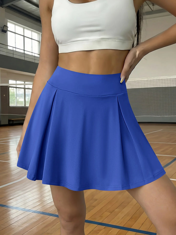 Royal Blue Women's Pleated High-Waist White Mini Skirt — Gloria Athletic Tennis - Court Ready
