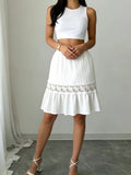 Women's Pleated Lace Trim Mini Skirt — Mavis White Tiered