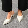 Women's Pointed Toe Kitten Heels — Monroe White Buckle