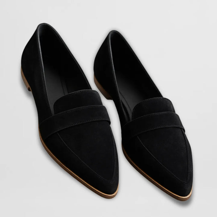 Freya | Pointed Toe Slip On Loafers with Leather Strap