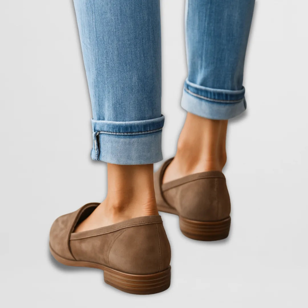Freya | Pointed Toe Slip On Loafers with Leather Strap