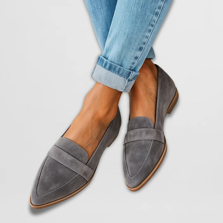 Freya | Pointed Toe Slip On Loafers with Leather Strap