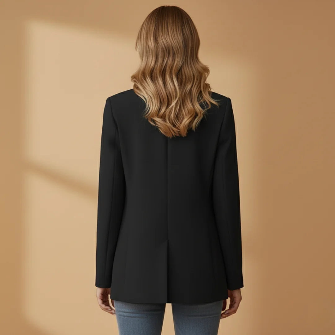 Black Professional Women's Blazer with Notched Lapel - Back Detail