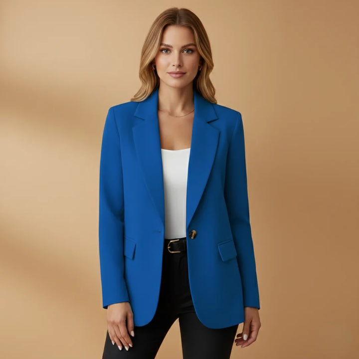Blue Professional Women's Blazer with Notched Lapel - Professional Style
