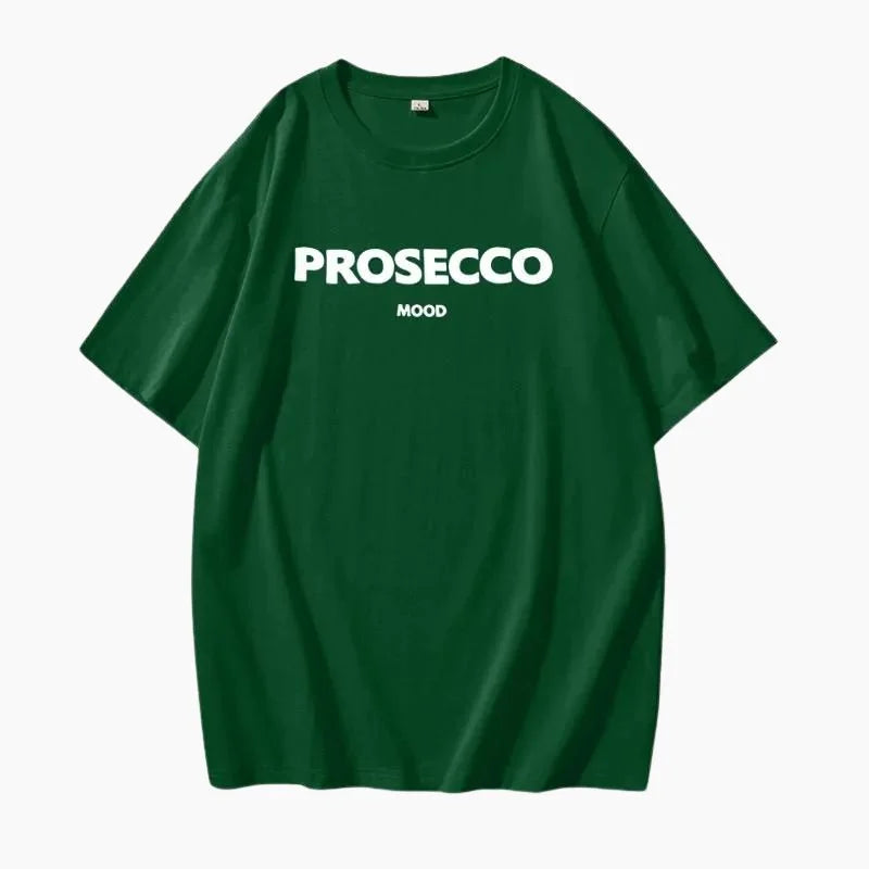 Green Women's Prosecco Graphic T-Shirt — Issy Cotton Statement Mood - Casual Wear