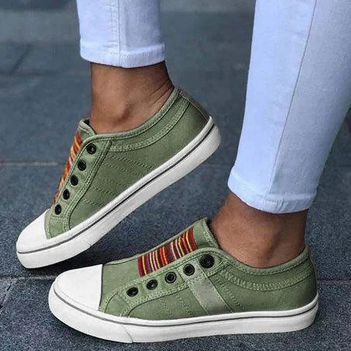 Ivy | Women's Rainbow Striped Slip On Sneakers