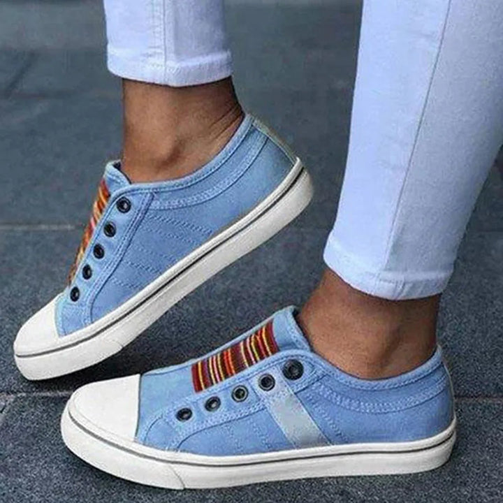 Ivy | Women's Rainbow Striped Slip On Sneakers