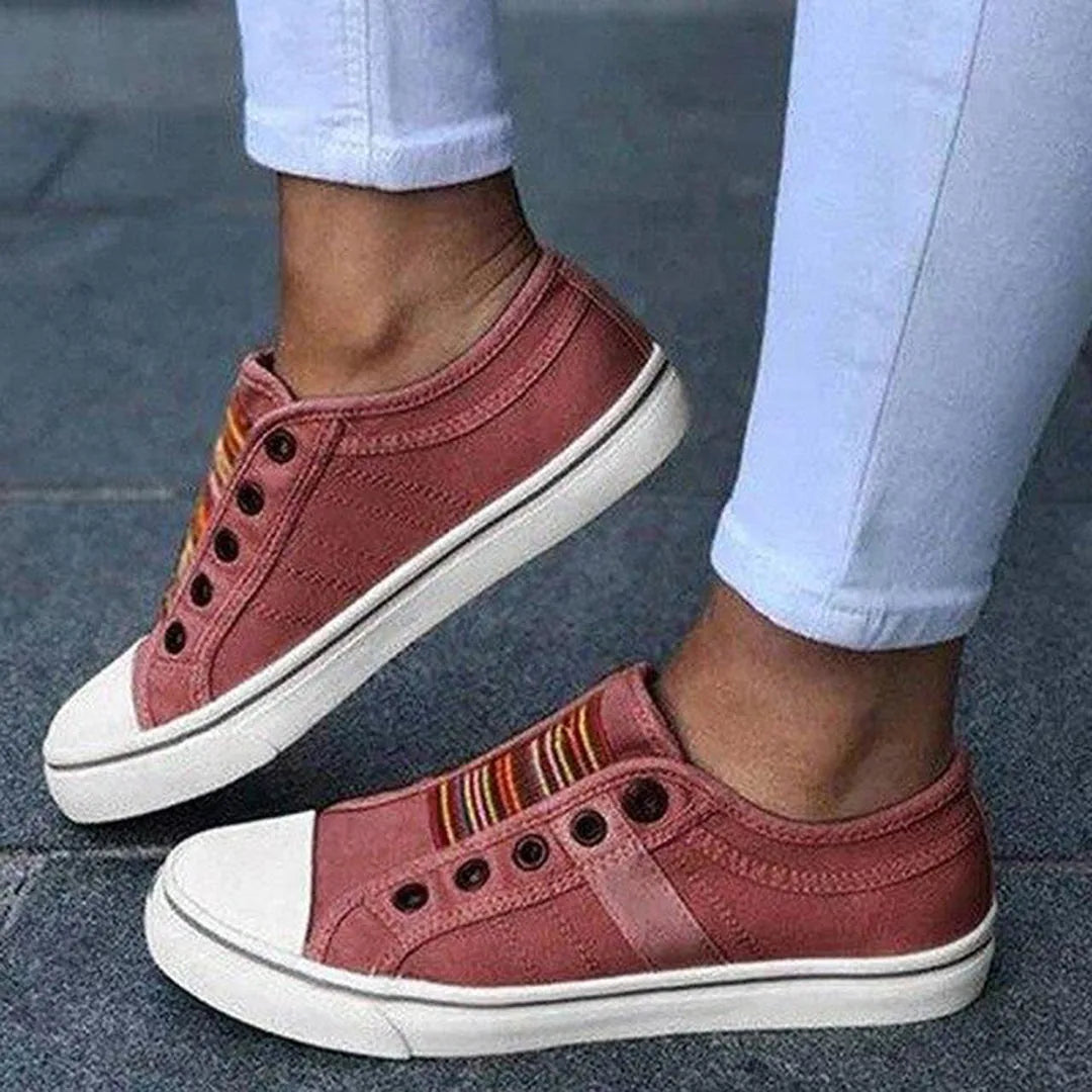 Ivy | Women's Rainbow Striped Slip On Sneakers