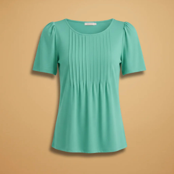Grace | Refined Women's Puff Sleeve T-Shirt with Pleated Front