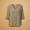 Sienna | Stylish V-Neck Button-Up T-Shirt
