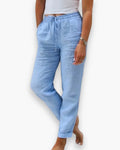 Women's Drawstring Straight-Leg Linen Pants — Willa Relaxed High-Waisted