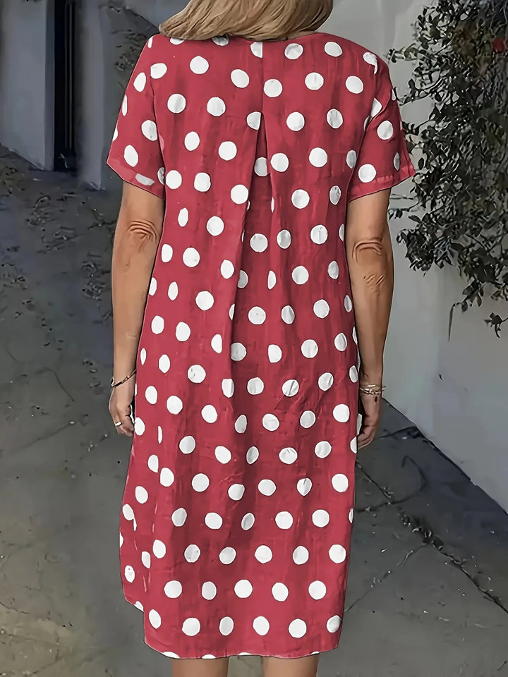 Elise | Relaxed Short Sleeve Polka Dot Dress