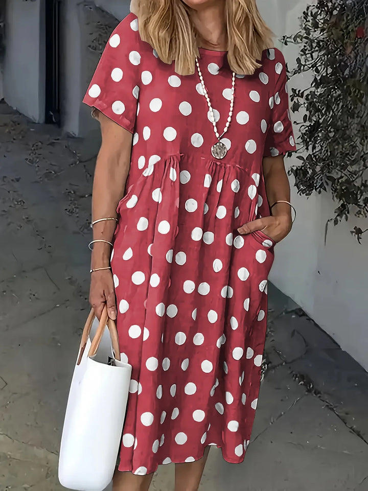 Elise | Relaxed Short Sleeve Polka Dot Dress