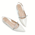 Women's Rhinestone Pointed Toe Slingback Flats — Anouk Chic Low Heel
