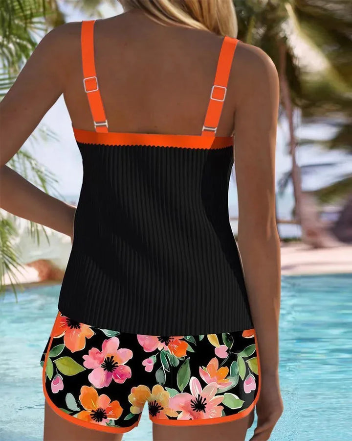 Margaret | Elegant Floral Tankini with Shorts