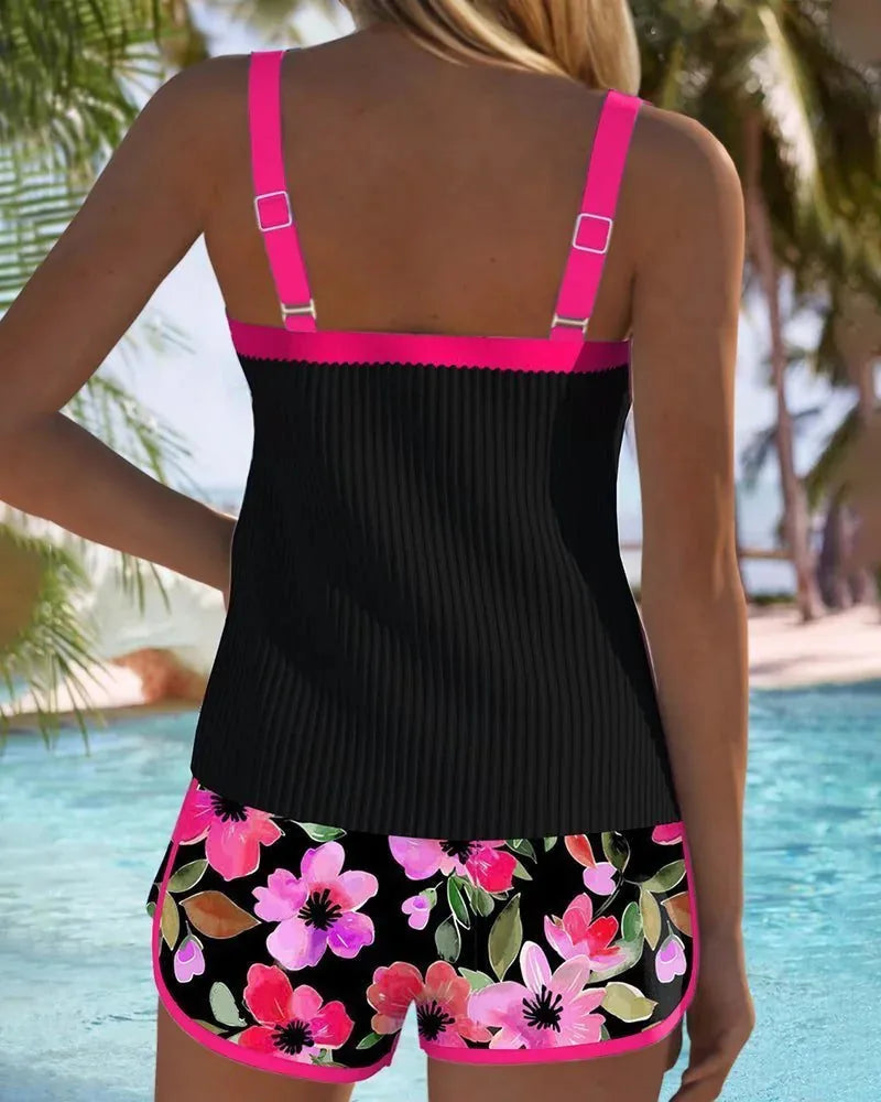 Margaret | Elegant Floral Tankini with Shorts