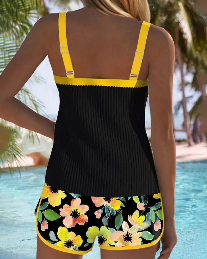 Margaret | Elegant Floral Tankini with Shorts