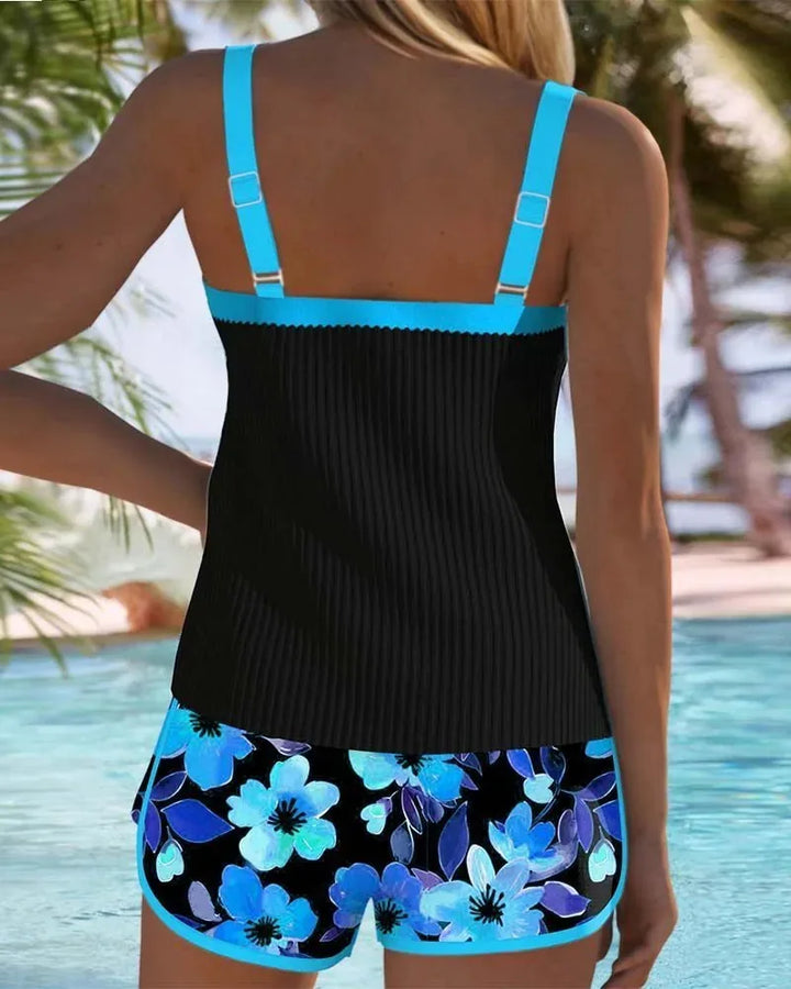 Margaret | Elegant Floral Tankini with Shorts