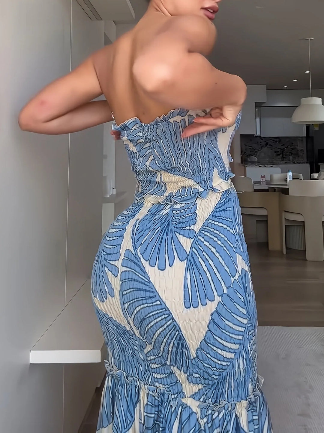 Beatrice | Stylish Ruched Bandeau Dress With Tie Detail
