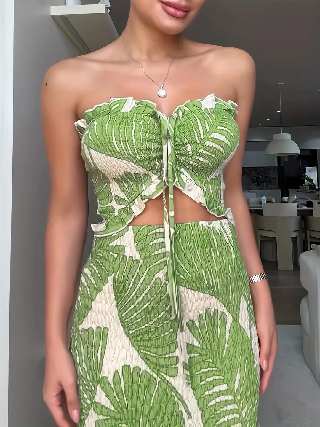Beatrice | Stylish Ruched Bandeau Dress With Tie Detail
